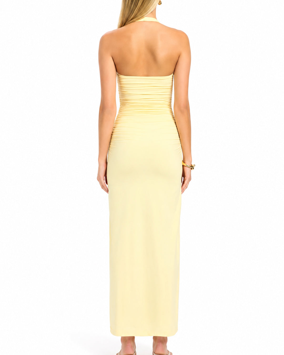 HAILEY HALTER DRESS YELLOW - 6/XS